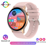 2025 Huawei Xiaomi NFC nutikell naistele 466*466 HD h&auml;&auml;l Bluetooth-k&otilde;ne pulsisagedus sporditervise j&auml;lgija naiste nutikell Silicon roosa