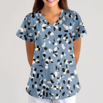 Suures suuruses tr&uuml;kitud Scrub t&ouml;&ouml;vormi topid Naistele V-kaelusega Halloweeni tr&uuml;kiga l&uuml;hikeste varrukatega l&otilde;busad T-s&auml;rgid taskutega t&ouml;&ouml;riiete T-s&auml;rk XXXXL khaki