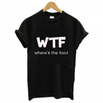 WTF Where's Food letter printed T-shirt women's short sleeved round neck T-shirt women's summer fashion T-shirt top S