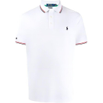 Polo Ralph Lauren Logo Tikitud Triibuline L&uuml;hikeste Varrukatega Polo S&auml;rk Meeste &Uuml;laosad Valge 710792813-002 XXL