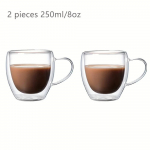 2 tk Kahekordse seinaga kohvitassid Klaasid Kruusid 12oz Espresso Cappuccino Latte Teetassid k&auml;epidemega Kuumuskindel klaas 250-450ml