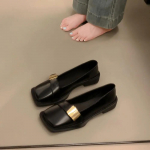 Ruudukujulise ninaga naiste jalatsid mokassiinid kontsaga madalad beežid luksusbr&auml;nd uusim madal hind populaarsed kevad 39 naiste madalad kingad 37