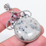 Natural K2 Blue Azurite, Kunzite 925 Sterling Silver Jewelry Pendant 2.36 n5q29