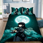 Tekikate Demon Slaye 3D Peen Muichiro Tokito Anime Digitaaltr&uuml;kiga Voodipesu Komplekt Tekk Voodi Noorte Kodu Dekoor Poiste Kingitus 180x210cm