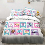 Gabby nukumaja voodipesukomplekt Kawaii voodipesukomplekt &Uuml;heinimese Kaheinimese suurus Kodu dekoratsioon T&uuml;drukutele Lastele Joonisfilm Armas Kass Tekikotikomplekt AU Single140x210cm