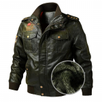 Talvine uus sametiga polsterdatud pestud PU-nahast mootorratta nahkjakk meeste suure suurusega nahast mantel 6XL roheline