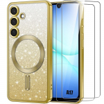 Coque de Protection - BOOLING - Samsung Galaxy A17 4G/5G - avec Cercle Magn&eacute;tique Dor&eacute; - 2 Vitres