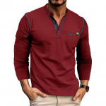 Meeste Fit pikkade varrukatega Henley s&auml;rgid Stretch aluspesu vabaaja &uuml;laosad, n&ouml;&ouml;bid, hingavad spordis&auml;rgid, sportlikud treeningud, niiskust &auml;rajuhtivad T-s&auml;rgid XXXL burgundiapunane