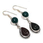 Natural Black Onyx, Onyx Gemstone 925 Sterling Silver Jewelry Earring 2.05 b9t95