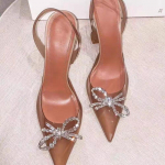 Moodsad suure suurusega 44 45 Naiste Kingad Elegantne Terava Ninaga Kivid K&otilde;rged Kontsad Pulmakleidid Kristall Selge Kontsaga Slingback Kingad Sandaalid 5