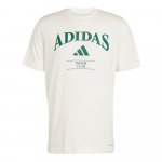 Adidas Heritage Tennis &Uuml;mmarguse kaelusega Kirjaga Mugav Vabaaja Spordi L&uuml;hikeste varrukatega T-s&auml;rk Meeste Topid Kriidivalge JV7013 S