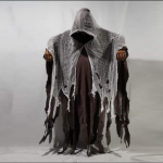 Halloweeni meeste ja naiste pidulik kapuutsiga soliidne mantel gray