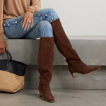 Mood Uus S&uuml;gis Talv Ruudukujulise ninaga Madala kontsaga Suede Pikad Saapad Euroopa ja Ameerika Mood Must Pruun Minimalistlik P&otilde;lvini Saapad 39