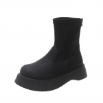 Mood 2025 Naiste Suede Nahast Paksude Taldadega Platvorm Kingad Slip-on S&uuml;gisesed Poolsaapad Vabaaja Naiste Punk Poolsaapad Kingad Naisele 35 must