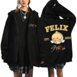 Q Versioon Stray Kids Domineerivad Harajuku Prindiga Kapuutsiga Pusa Vaba L&otilde;ikega Lukuga Kapuutsiga XXXL