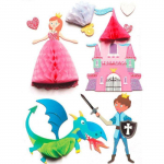 8 stickers 3D princesse et chevalier 7 cm roosa