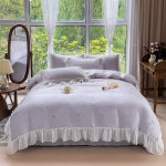 Tencel Voodipesu Neljaosaline Kerge Luksus Prantsuse Printsessi Stiil J&auml;&auml;siid Mugav Siidine Linu Kate Tekikate Padjap&uuml;&uuml;r 1.5m bed