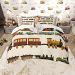 Homewish Laste Multikate Auto Tekikott Komplekt 2tk/3tk, Armas Rong Veoauto Traktor Voodipesu, Transporditeemaline Voodikomplekt AU S 140x210cm 2pcs&set