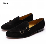 Moodsad Klassikalised Meeste Suede Nahast Mokassiinid Slip-On Munkrihma Pandlaga Formaalne Kingapaar Pulmapeoks &Auml;ril&otilde;unaks US 7 must