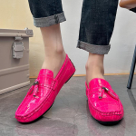 Meeste mokassiinid Penny Loafer S&otilde;idujalatsid Mugavad Nahast Korterid Vabaaja Slip-onid Suurused Roosa Hernes Kingad Meestele EU: 43 roosa
