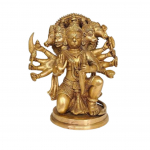 Puhas messingist valmistatud Panchmukhi Hanuman Ji kuju, Jumal Hanuman Ji, Kuldne - 3 tolli