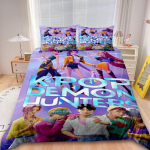 T&uuml;druk Rumi 3-osaline tekikottide komplekt K-pop D-Demon H-Hunters Voodipesukomplekt Tekikate Teismelised Lapsed Magamistoa Dekoor EU Single 135x200cm