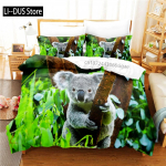 Armas Koala Voodipesukomplekt Tekikoti Komplekt 3D Voodipesu Digitaaltr&uuml;kiga Kuninganna Suuruses Voodipesukomplekt Moodne Disain EU single(135x200cm)