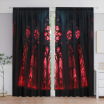 2 tk gooti lillemustriga aknakardinad  Tuba pimendavad  Pol&uuml;ester  Halloweeni akna kaunistus  Gooti kodu kaunistus  Kardinakangas, millel on tunnelkangas 100*130 HOOK 1pcs black