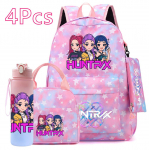 4 tk/komplekt KPOP tr&uuml;kitud seljakott k&auml;ekott pliiatsikott koos 750 ml veepudeliga teismelisele poisile t&uuml;drukule suure mahutavusega raamatukott koolikott joogitops