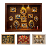 Suur Minimuuseumi Siluettkarp Valgustatud Varjukast Raamikomplekt 8 Minifiguuri ja 11 Kullast Miniraamiga Kohandatav Fotoesitluskarp Komplekt Juubeliteks B brown