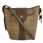 Burberrys purse Mega check canvas Shoulder Bag Khaki green canvas mens Used
