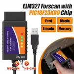 FORscan ELM 327 OBD2 diagnostikaskanner USB V1.5 HS/MS CAN-l&uuml;litiga Fordi s&otilde;idukitele koodilugeja must