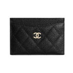 Chanel Tepitud Kuldne Pandla Kahepoolne Kaardipesa Kavi&auml;&auml;rnahast Kaardihoidja Unisex Kaardihoidja Must AP0213-Y01864-C3906 Box(Basic Set+Box)