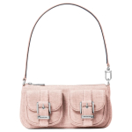 Michael Kors Zoe Metallpandlaga Klapitaskuga Kangast T&otilde;mblukuga Kott V&auml;ike Naiste k&auml;ekotid Hele-Roosa 32S5SZCU1C-653 Basic Set (Bag+Dust Bag) white