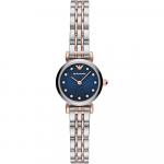 Emporio Armani Gianni T-Bar Sinine Metall Bicolor Roosa Naiste Kvartsikell AR11222 sinine