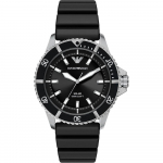 Emporio Armani World Explorer must silikoonist meeste p&auml;ikesepatareiga kvartskell AR11788 must