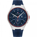 Tommy Hilfiger Meeste Multifunktsionaalne Kell Sinine sihver Silikoonrihm 1792057 sinine