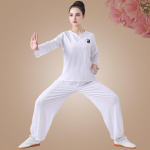 Daami Tai Chi riided Pikkade varrukatega Tai Chi &uuml;likond V&otilde;itluskunstide Wushu treening&uuml;likond Kung Fu komplektid M valge