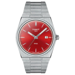Tissot Prx Seeria Kvarts Klassikaline Punane 100m Veekindel Kell 40mm Punane Ketas Roostevabast Terasest K&auml;ev&otilde;ru Meeste kellad H&otilde;bedane T137.410.11.421.00 Red Watch Dial