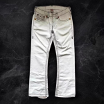 FlowStreet Harajuku Vintage Y2K Valged teksap&uuml;ksid Meeste ja Naiste Gooti Punk Tikandimuster Madala v&ouml;&ouml;kohaga L&otilde;dvad teksap&uuml;ksid Moodne Uus Streetwear M white