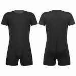 Meeste &uuml;hes t&uuml;kis l&uuml;hikeste varrukatega press Crotch T-s&auml;rk Bodysuit Romper m&auml;hkmega pidžaama 2XL must