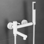 Vannitubakraan Du&scaron;&scaron; Vannituba P&ouml;&ouml;rleva Vannitila ja K&auml;eshoitava Du&scaron;iga Messingist Seinale Paigaldatav Kuum-K&uuml;lm Vesi Segisti Vannikraan valge