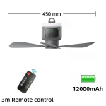 Uus kaugjuhtimispuldiga minilaeventilaator USB juhtmevaba jahutusventilaator 12000mAh kaasaskantav LED-&ouml;&ouml;lamp telkimisventilaator USB-ga laeventilaator