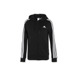 Adidas Essentials 3-Triibuline Kapuutsiga Jakk T&auml;is-t&otilde;mblukuga Klassikaline Igap&auml;evane Vabaaja Pehme Fliisist &Uuml;ler&otilde;ivas Must Naiste GL0792 XXL