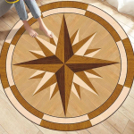 &Uuml;mmargune vaip kompassimustri ja meret&auml;he disainiga, p&otilde;randamatt elutuppa, magamistuppa, v&auml;rviline geomeetriline kompassiroos 120x120cm beige