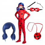 Imeilus lepatriinu kost&uuml;&uuml;m lastele 8-9 aastat Lepatriinu Cosplay kombinesoon paruka, maski ja kotiga Halloweeni peo riietus S