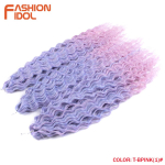 FASHION IDOL 24 tolli 300g/3tk Ariel VeeLaine Keerutatud Heegeldatud Juuksed S&uuml;nteetilised Punutised Juuksepikendused Ombre Pruun Punumiskurviga Juuksed (as the picture,24inches-300g) black