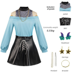 Oshi no Ko Mem-cho Cosplay Kost&uuml;&uuml;m, Sinine &Otilde;lalt Eemaldatav Top & Must Seelik Tarvikutega Anime & Halloweeni jaoks XXXL gray