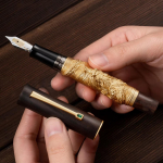 Hongdian N24 Draakoniaasta Piiratud T&auml;itesulepea EF/F Tera F/M Otsik Kuldne Stereoskoopiline Nikerdus Kirjutamiskingitus Pliiats EF(Dragon Nib)