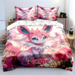 Kohandatava nimega Armas Pokemon Sylveoniga Tr&uuml;kitud Voodipesukomplekt 1 Tekikott 2 Padjap&uuml;&uuml;ri Poistele T&uuml;drukutele Lastele Luksuslikud Kingitused Mitu Suurust EU Twin 135X200cm